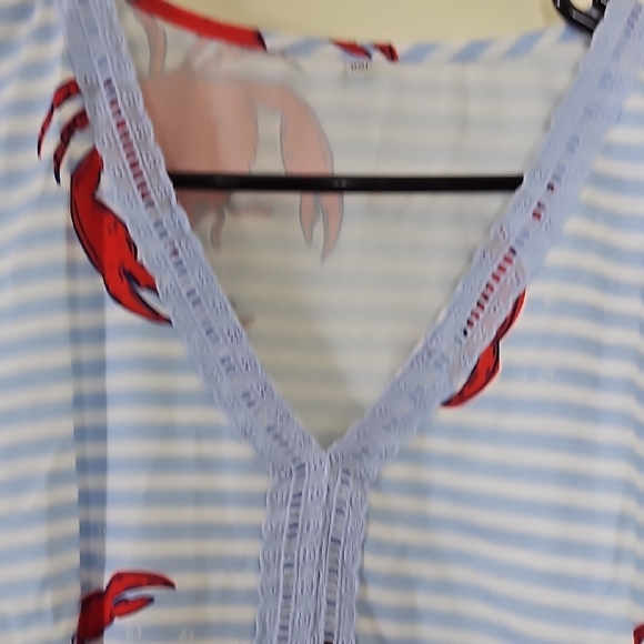 Modlily Striped Sleeveless Dress with Red Crab Print Size XXL - Picture 3 of 9